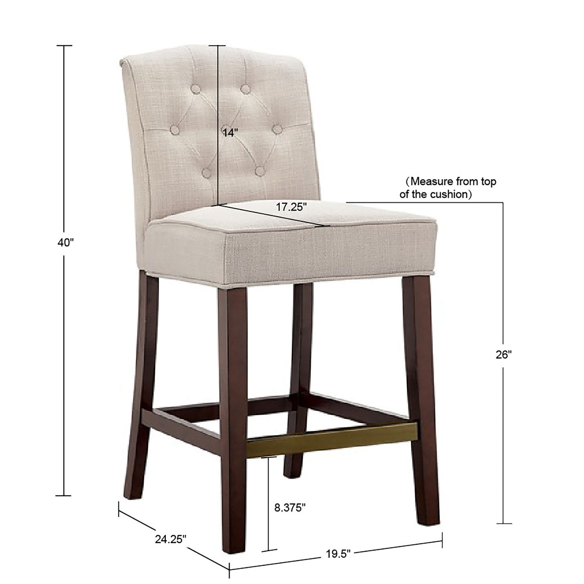 Tufted Counter Stool tan-polyester