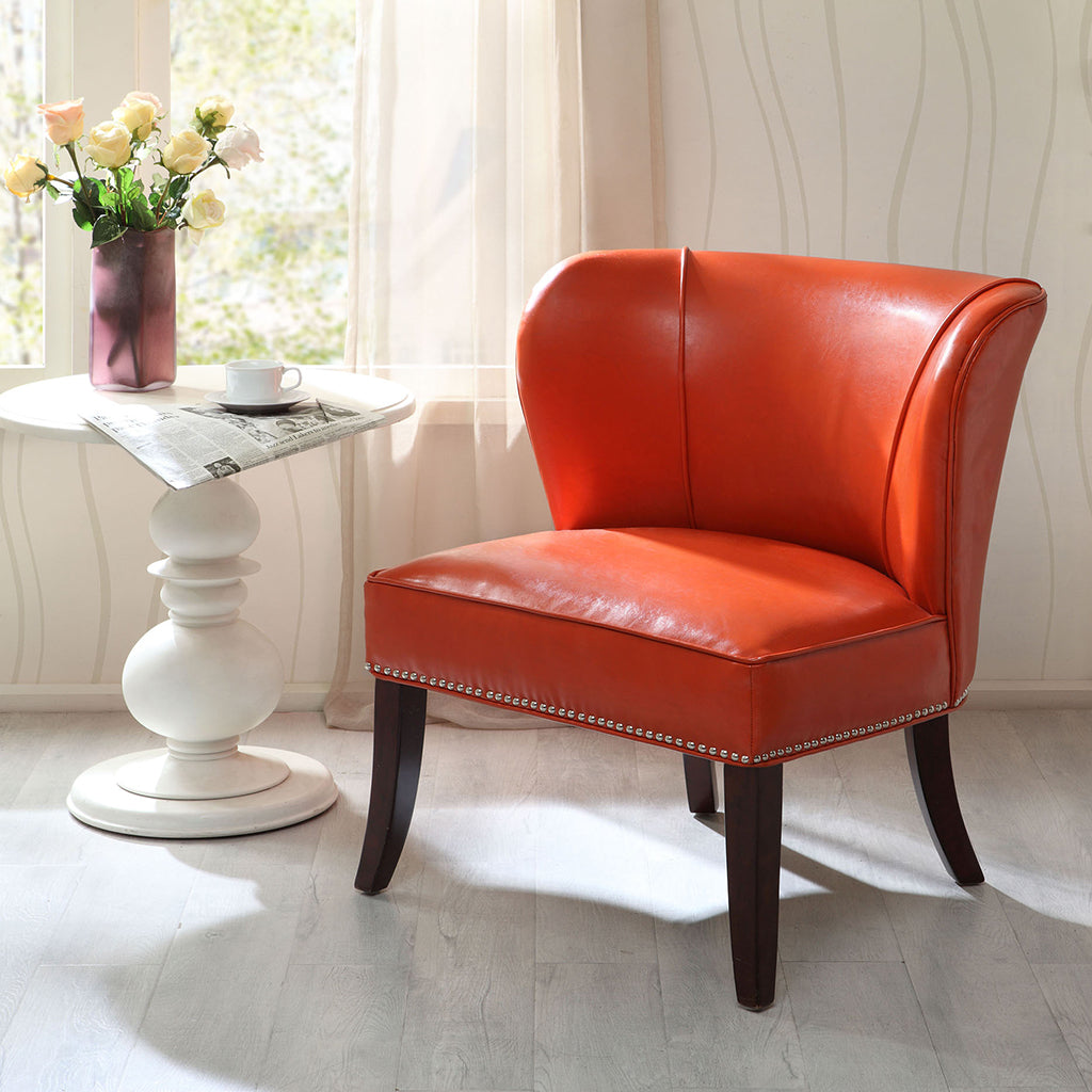 Armless Accent Chair orange-polyester