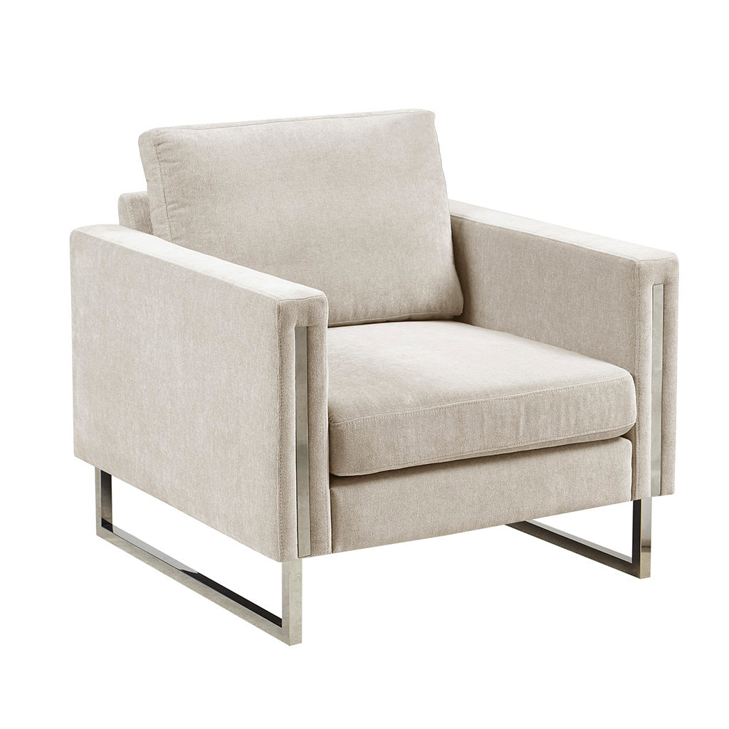Accent chair ivory-polyester