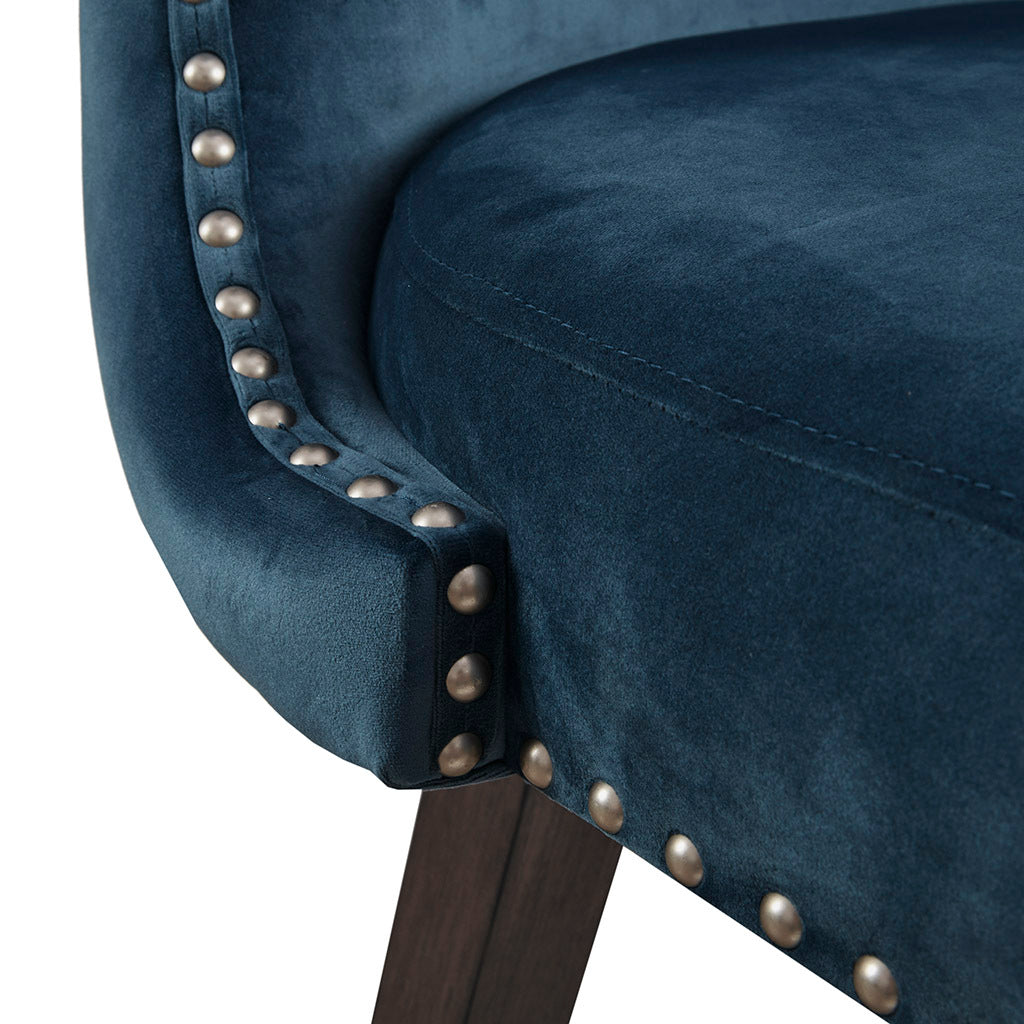 High Wingback Button Tufted Upholstered 27" Swivel dark blue-polyester