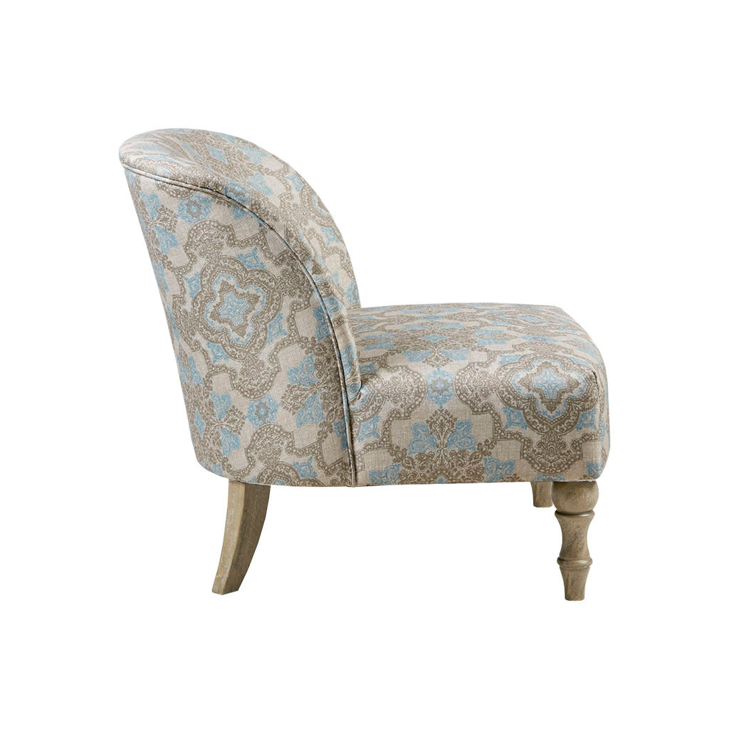 Accent chair beige+blue-polyester