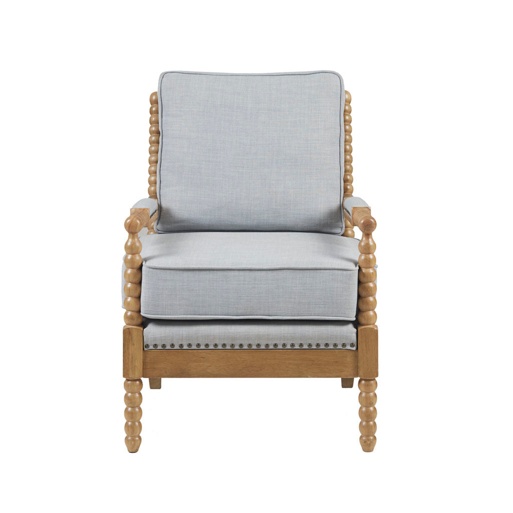 Accent Arm Chair light blue+camel oak-polyester