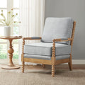 Accent Arm Chair light blue+camel oak-polyester