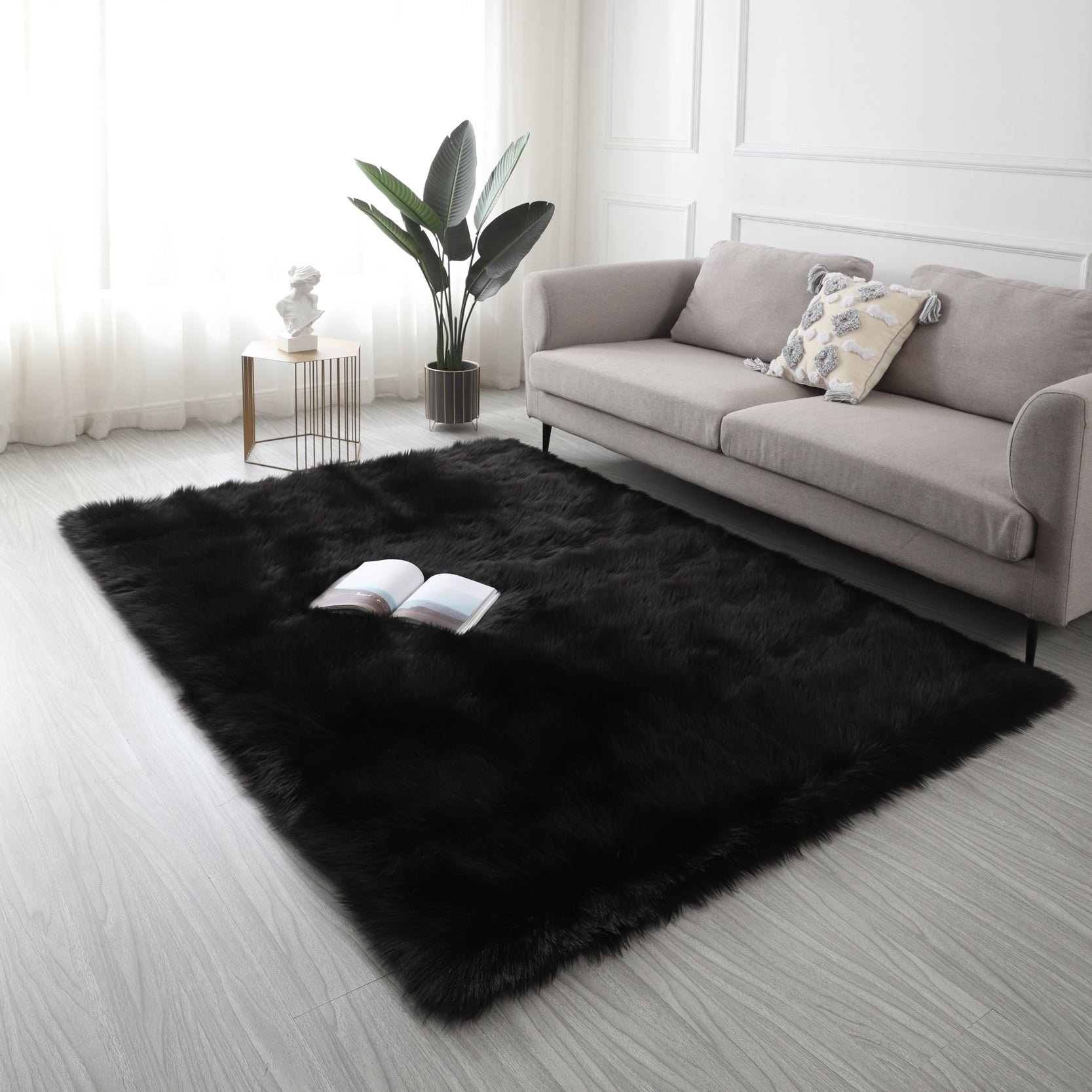 "Cozy Collection" Ultra Soft Fluffy Faux Fur Sheepskin gray-polyester