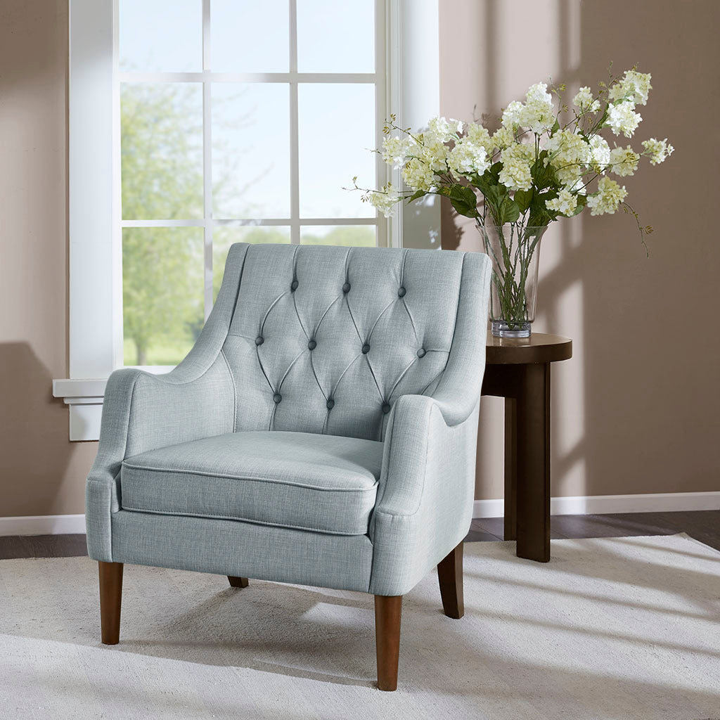 Button Tufted Accent Chair dusty blue-polyester