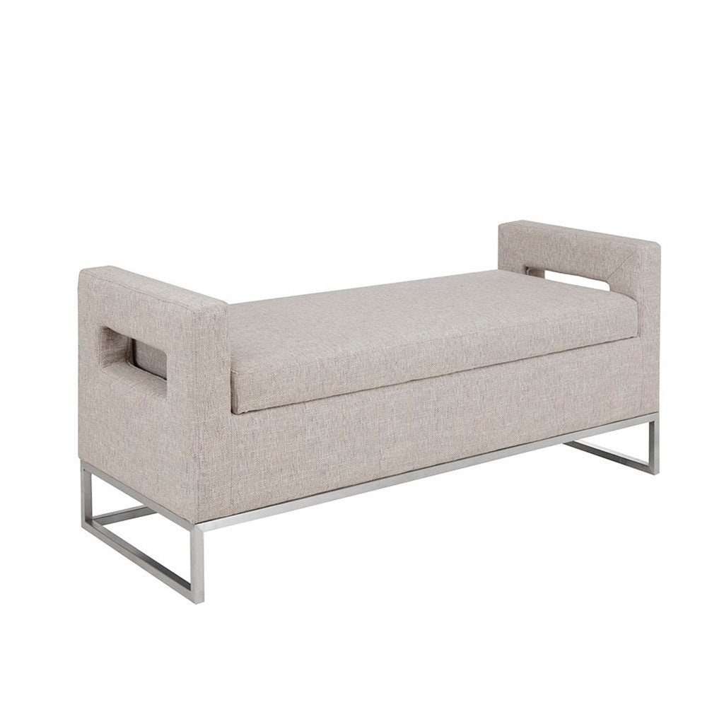 Soft Close Storage Bench grey-polyester