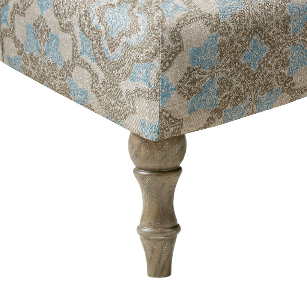 Accent chair beige+blue-polyester