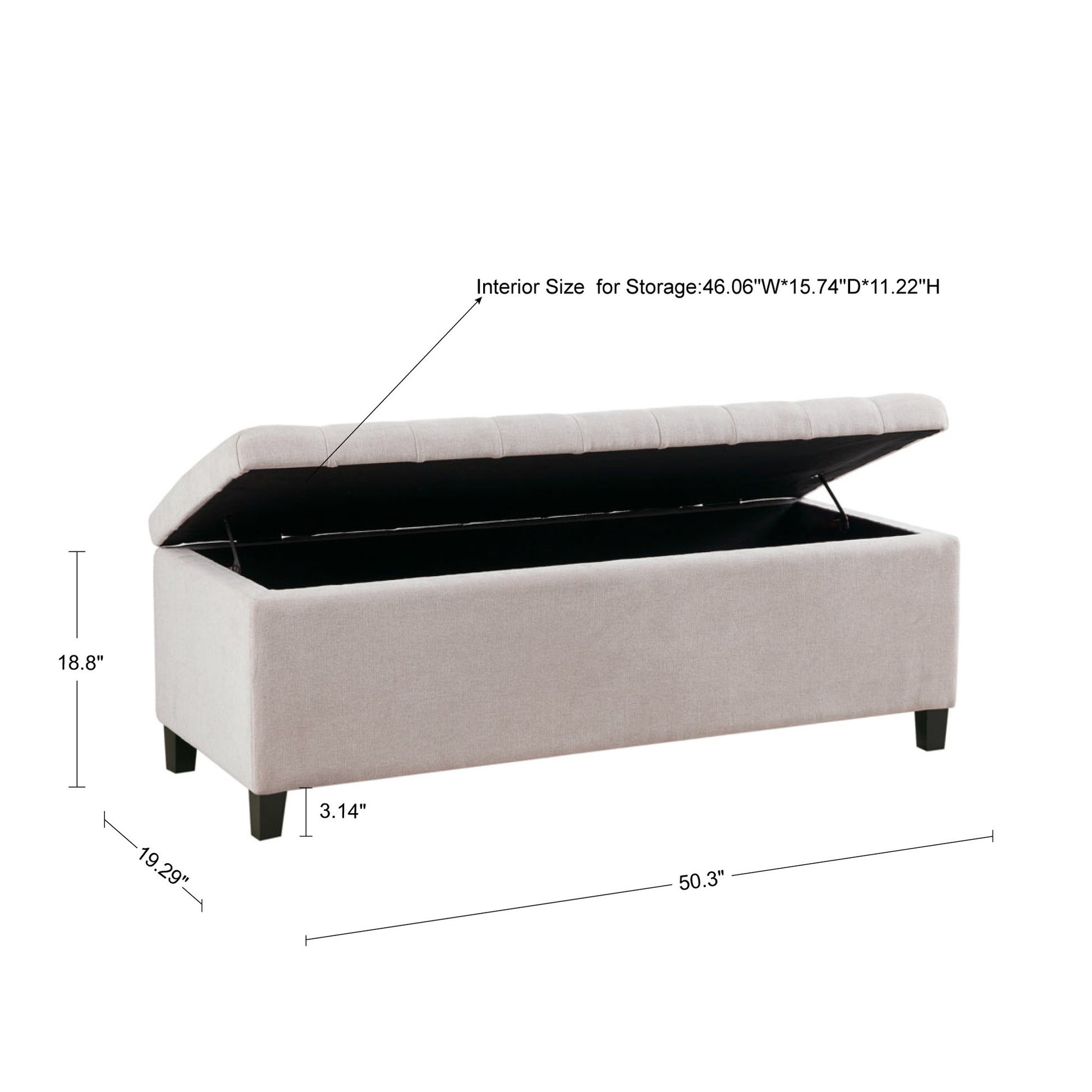 Tufted Top Soft Close Storage Bench natural-polyester