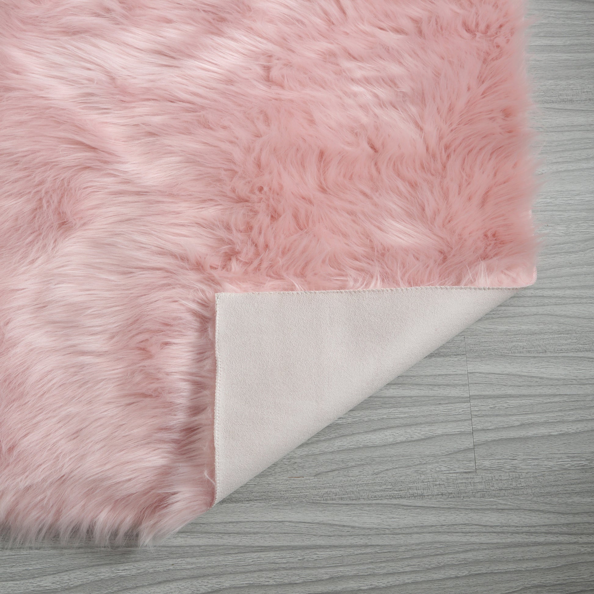 "Cozy Collection" Ultra Soft Fluffy Faux Fur Sheepskin pink-polyester