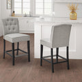 Tufted Counter Stool light grey-wood