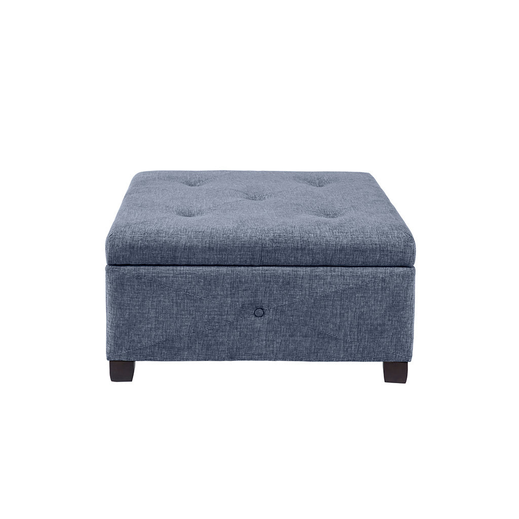 Soft Close Storage Ottoman blue-polyester