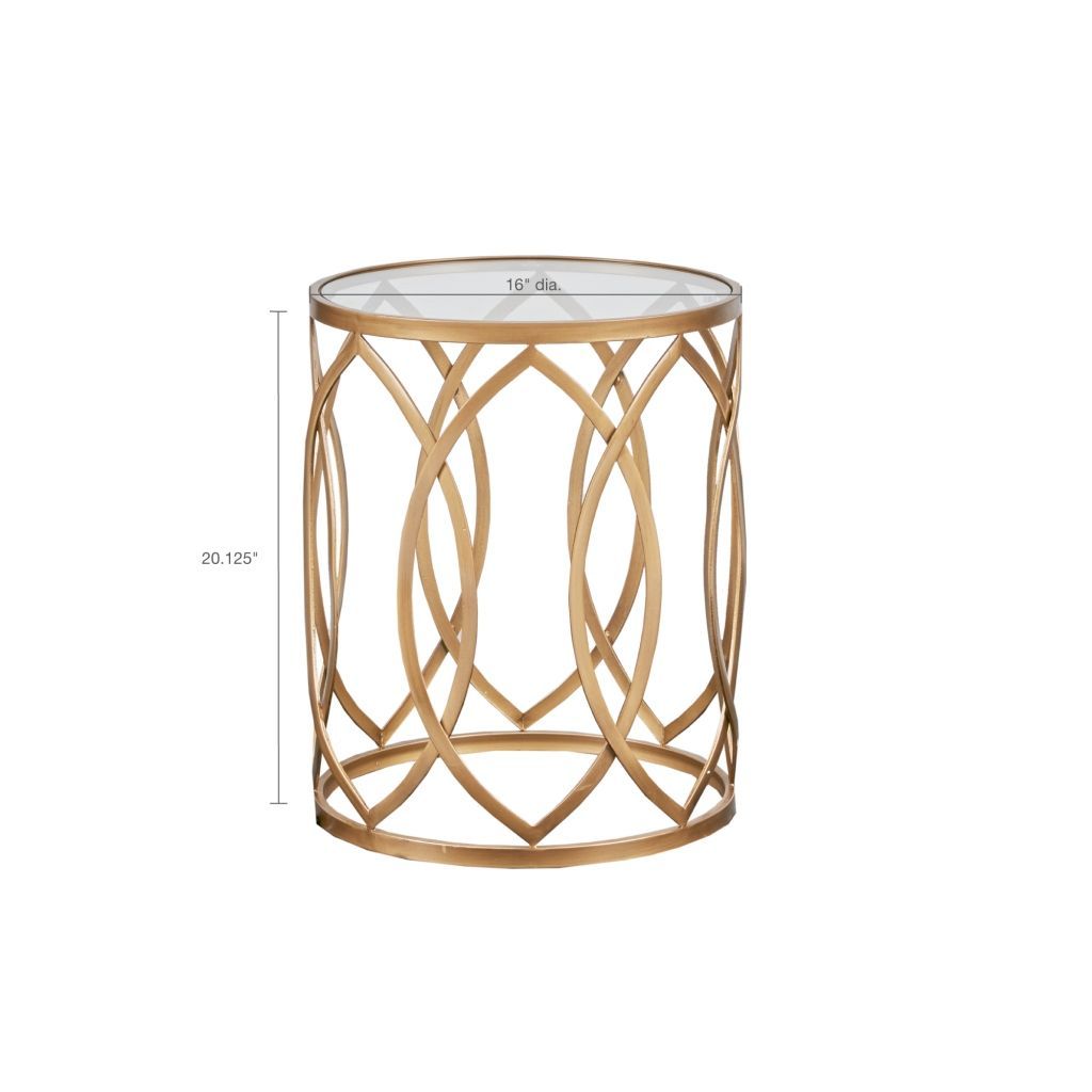 Arlo Metal Eyelet Accent Table gold+glass-metal