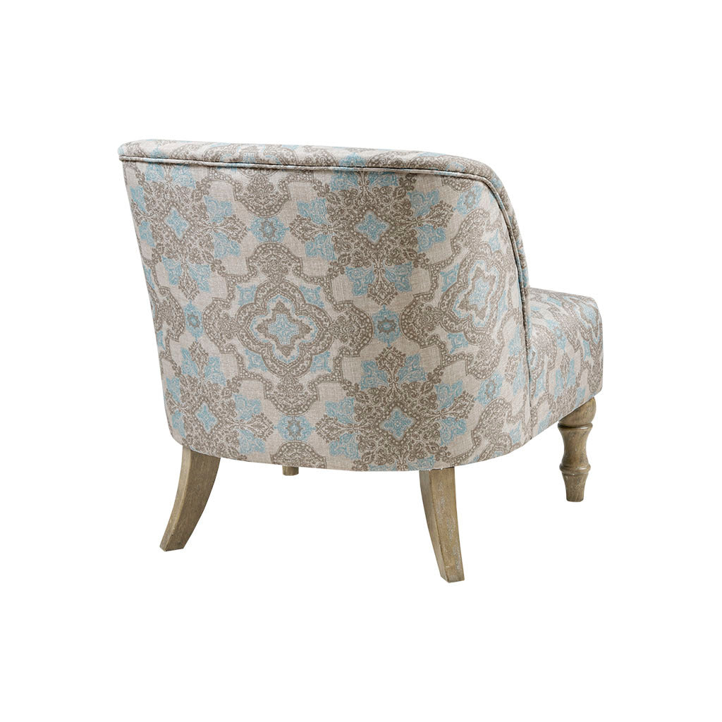 Accent chair beige+blue-polyester