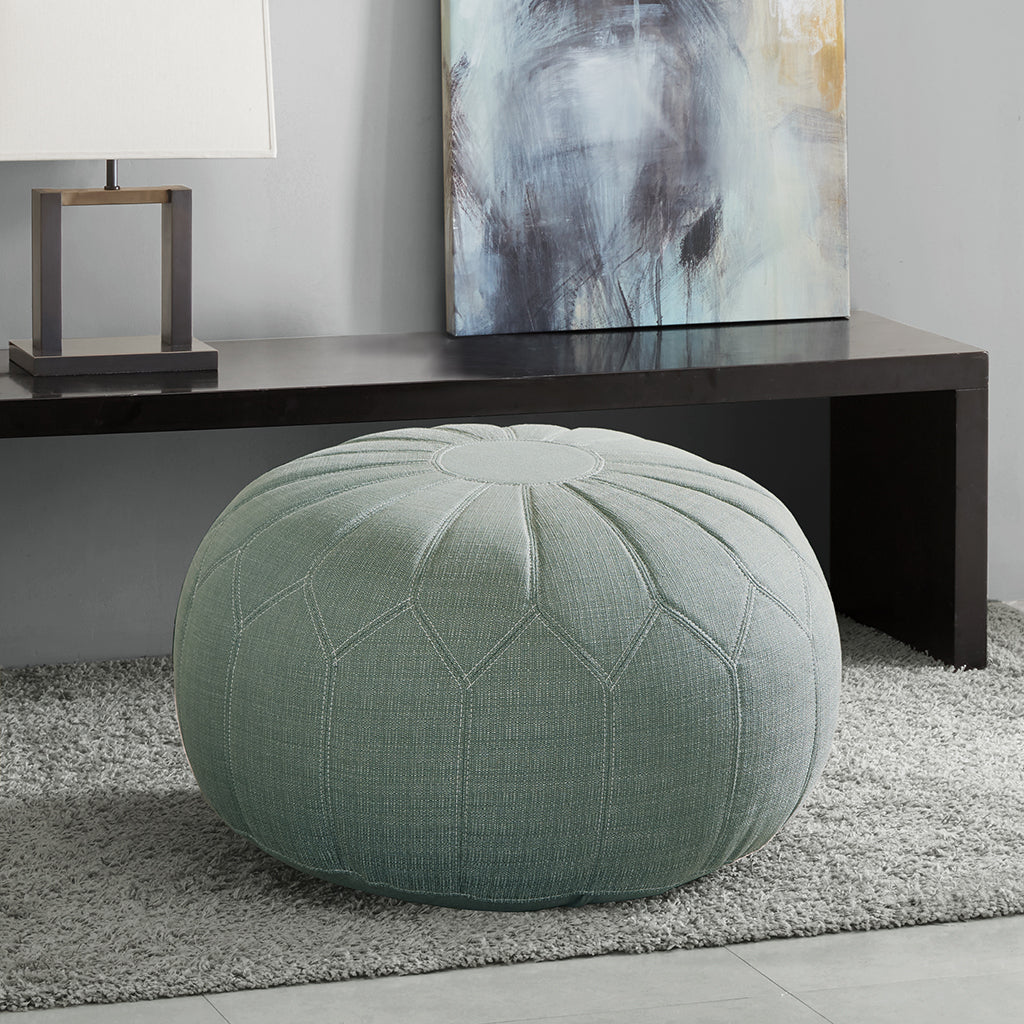 Only support Buyer Kelsey Round Pouf Ottoman seaweed green-solid wood