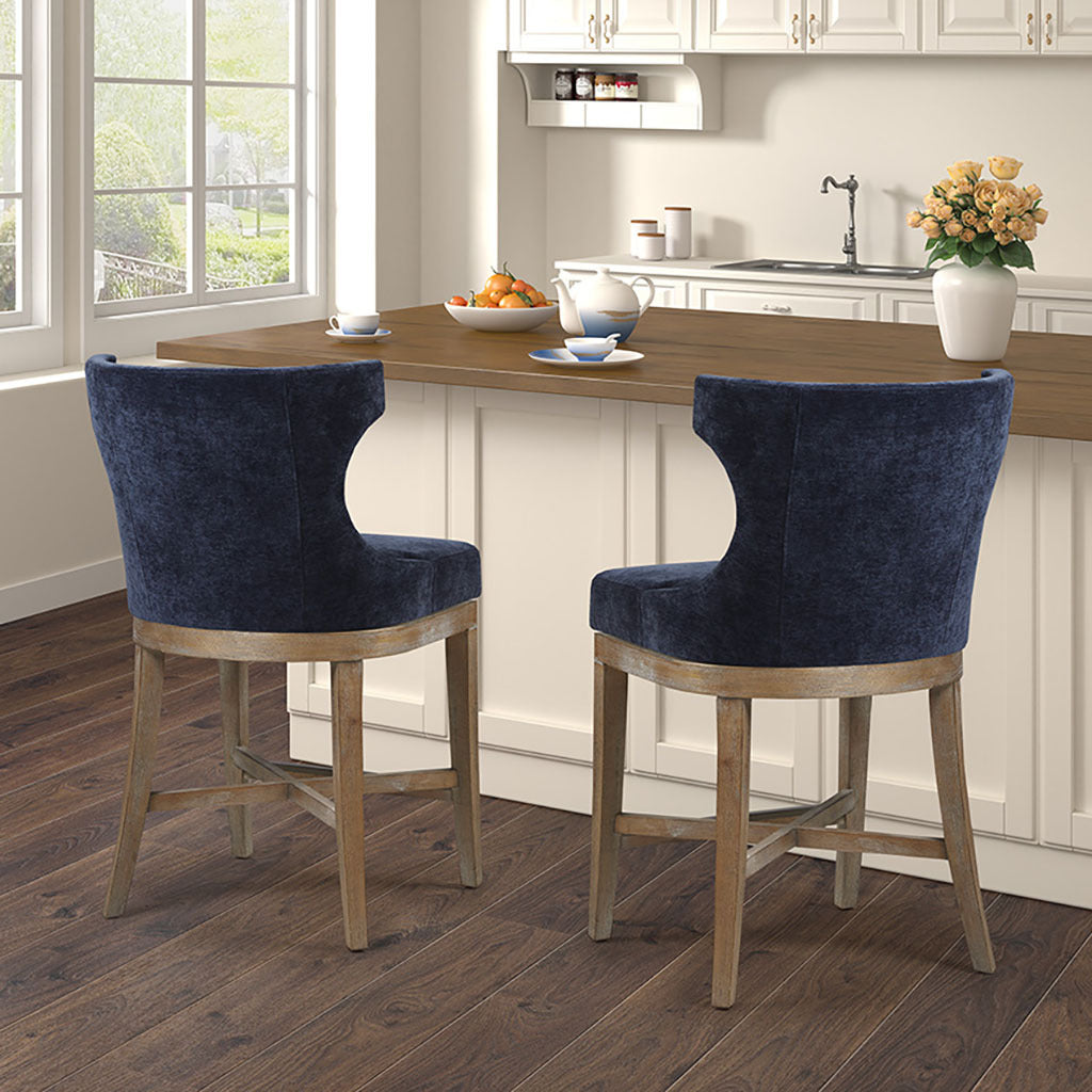 Counter Stool with Swivel Seat navy-polyester