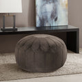 Only support Buyer Round Pouf Ottoman brown-solid wood