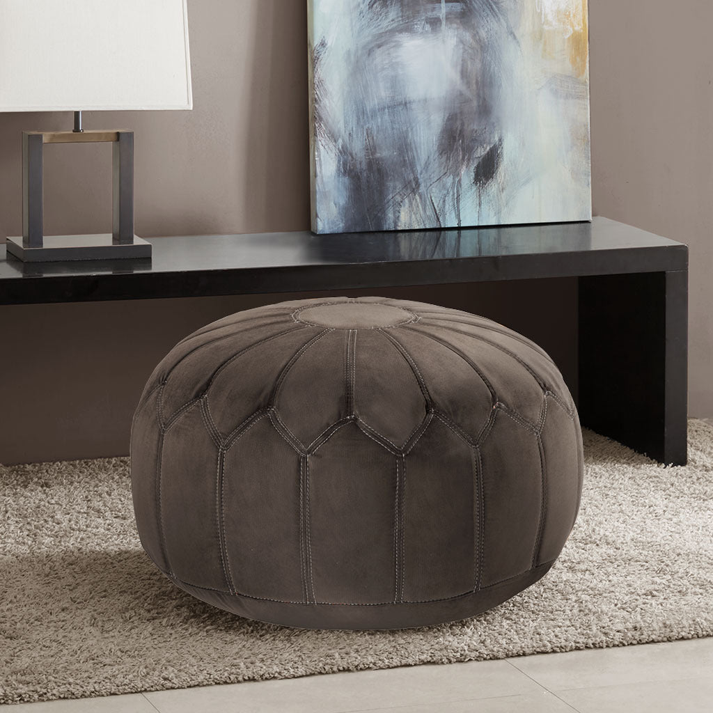 Only support Buyer Round Pouf Ottoman brown-solid wood