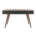 3 Drawer Writing Desk pecan+blue-wood