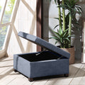 Soft Close Storage Ottoman blue-polyester