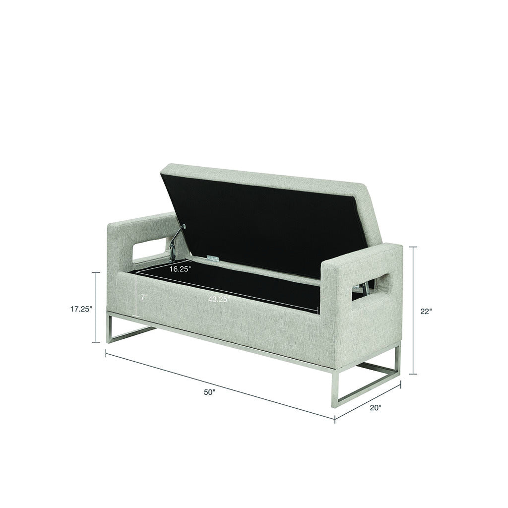 Soft Close Storage Bench grey-polyester