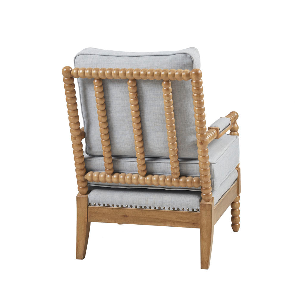 Accent Arm Chair light blue+camel oak-polyester