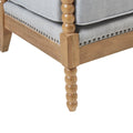 Accent Arm Chair light blue+camel oak-polyester