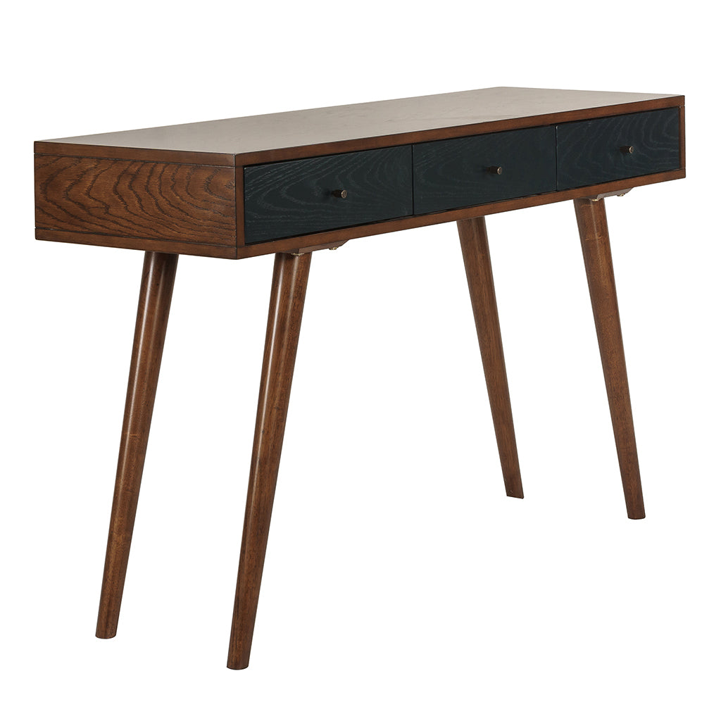 3 Drawer Writing Desk pecan+blue-wood