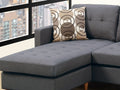 Blue Grey Polyfiber Sectional Sofa Living Room blue-gray-wood-primary living space-tufted