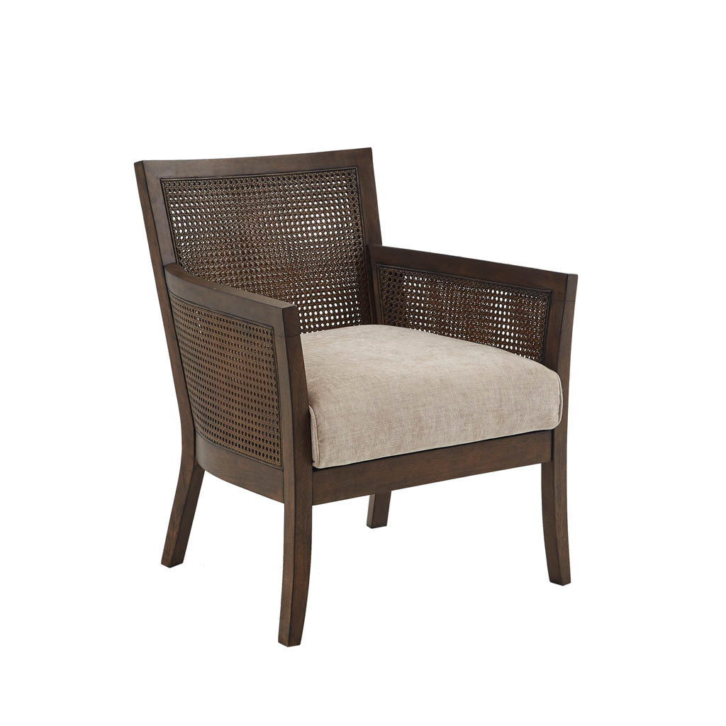 Cane Armchair tan+espresso-polyester