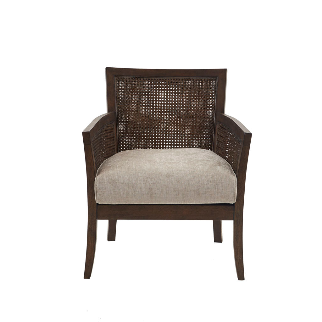 Cane Armchair tan+espresso-polyester