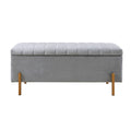 Upholstered Soft Close Storage Bench with Gold Metal gray-polyester