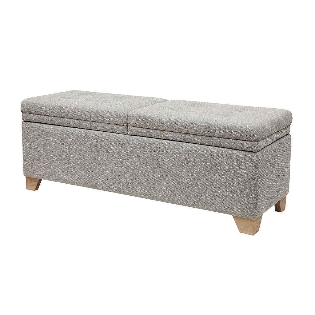 Soft Close Storage Bench grey multi-polyester