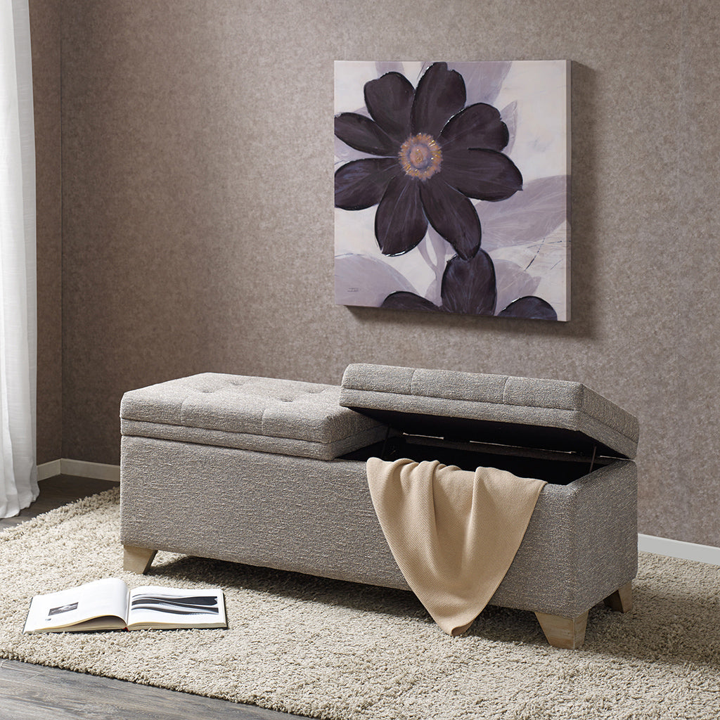 Soft Close Storage Bench grey multi-polyester