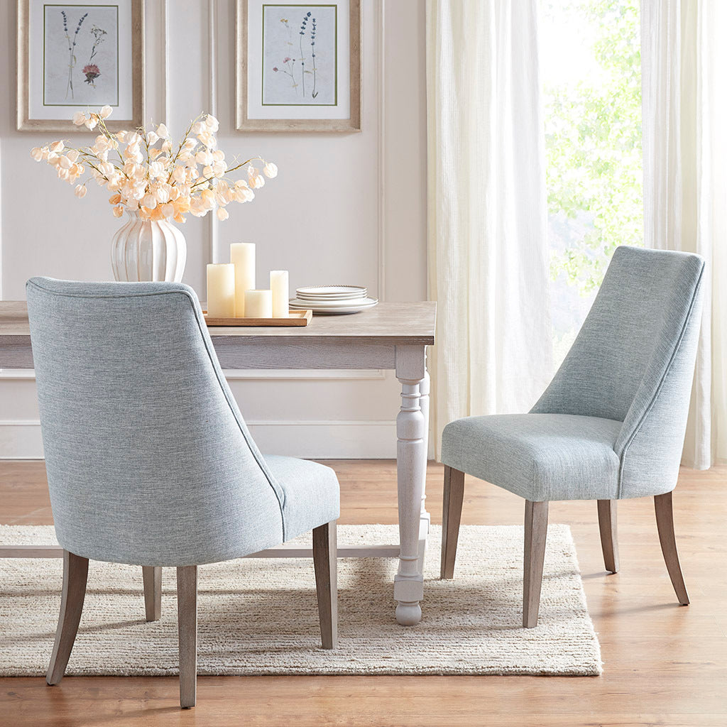 Upholstered Dining chair Set of 2 light blue-polyester