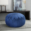 Only support Buyer Kelsey Round Pouf Ottoman blue-solid wood