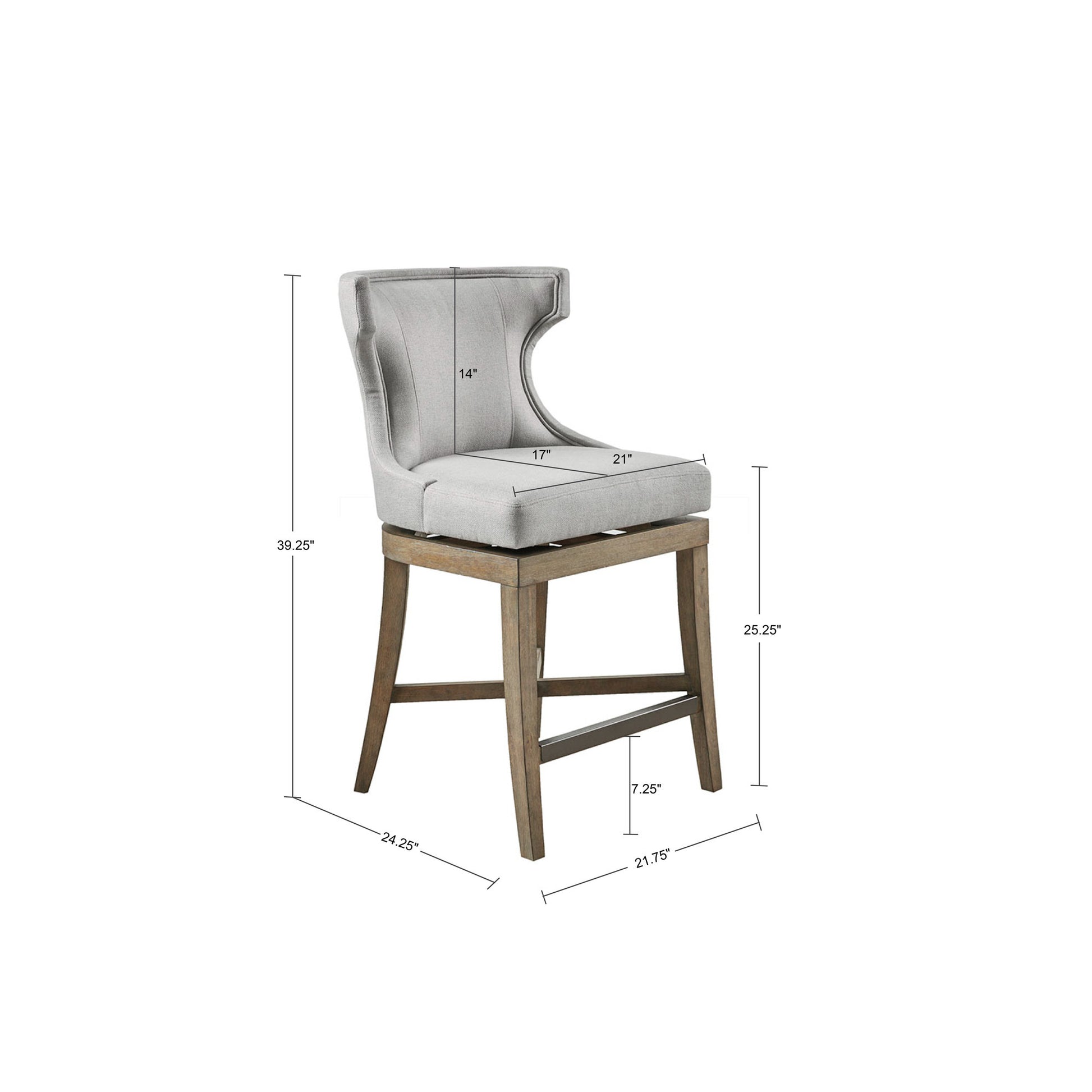 Counter Stool with Swivel Seat light grey-polyester