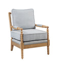 Accent Arm Chair light blue+camel oak-polyester