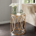 Arlo Metal Eyelet Accent Table gold+glass-metal