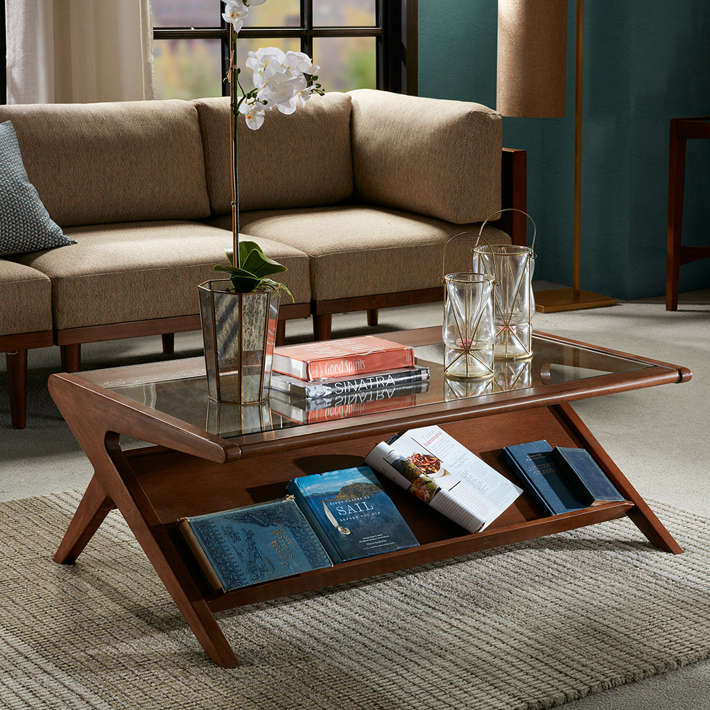 Only support Buyer Rocket Coffee Table w Tempered walnut-solid wood