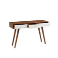 3 Drawer Writing Desk white+pecan-wood