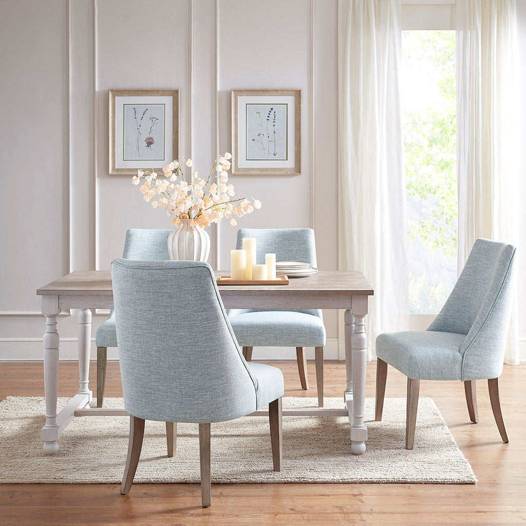 Upholstered Dining chair Set of 2 light blue-polyester