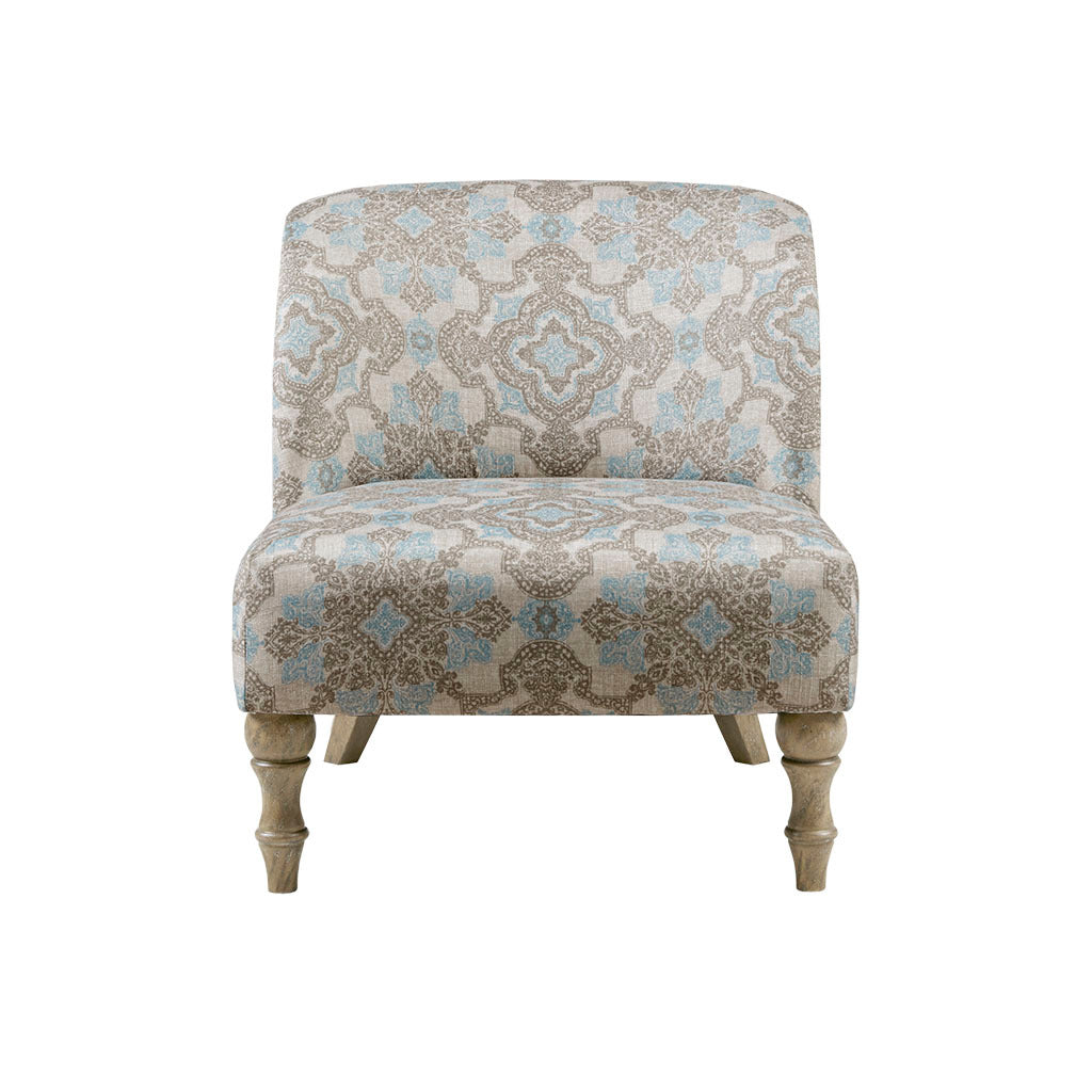 Accent chair beige+blue-polyester