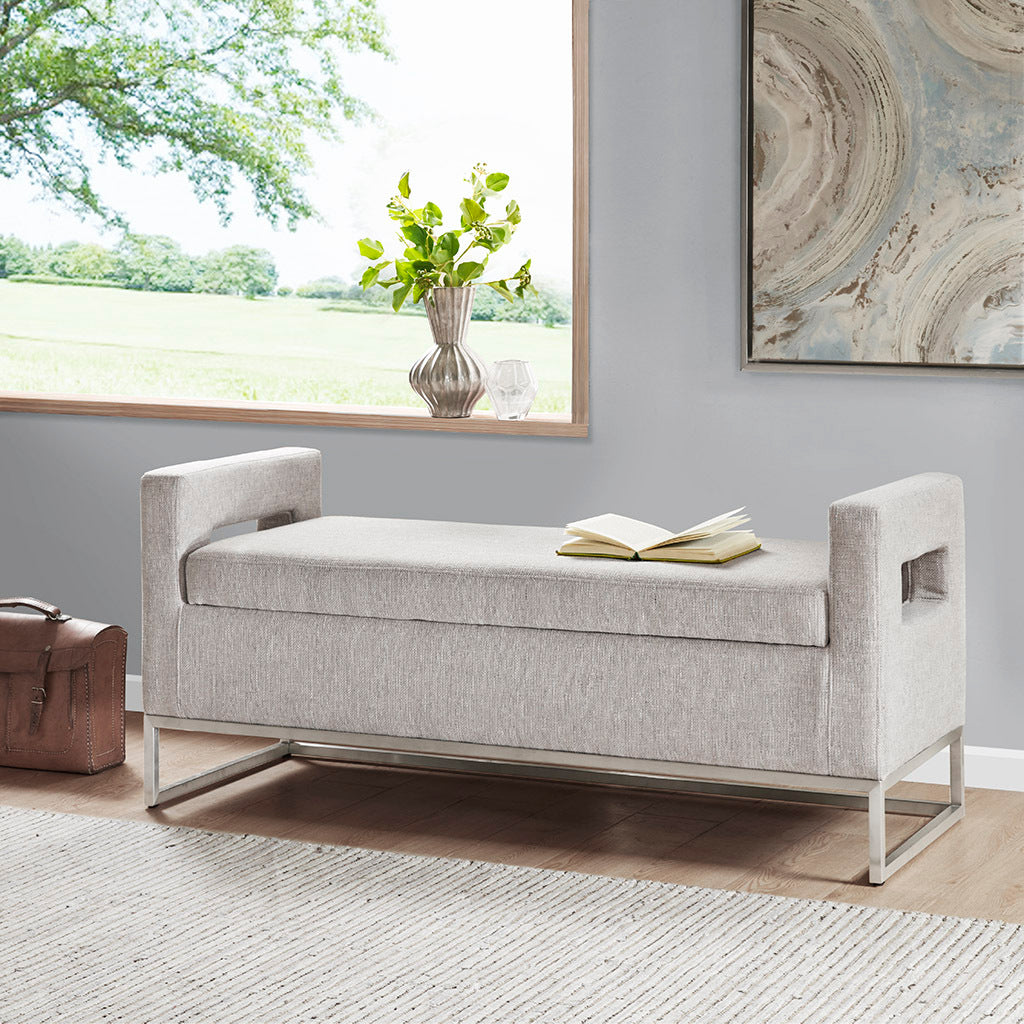 Soft Close Storage Bench grey-polyester