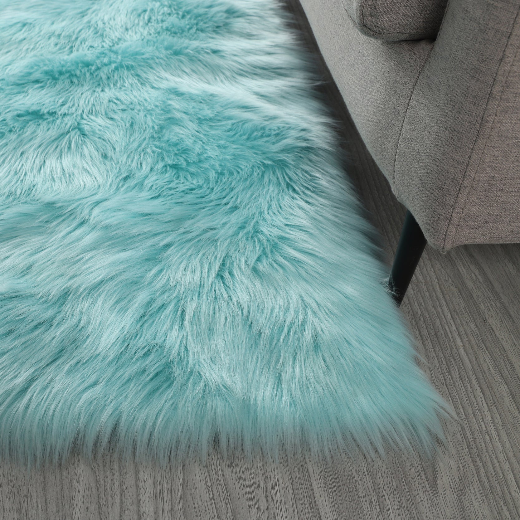 "Cozy Collection" Ultra Soft Fluffy Faux Fur Sheepskin teal-polyester