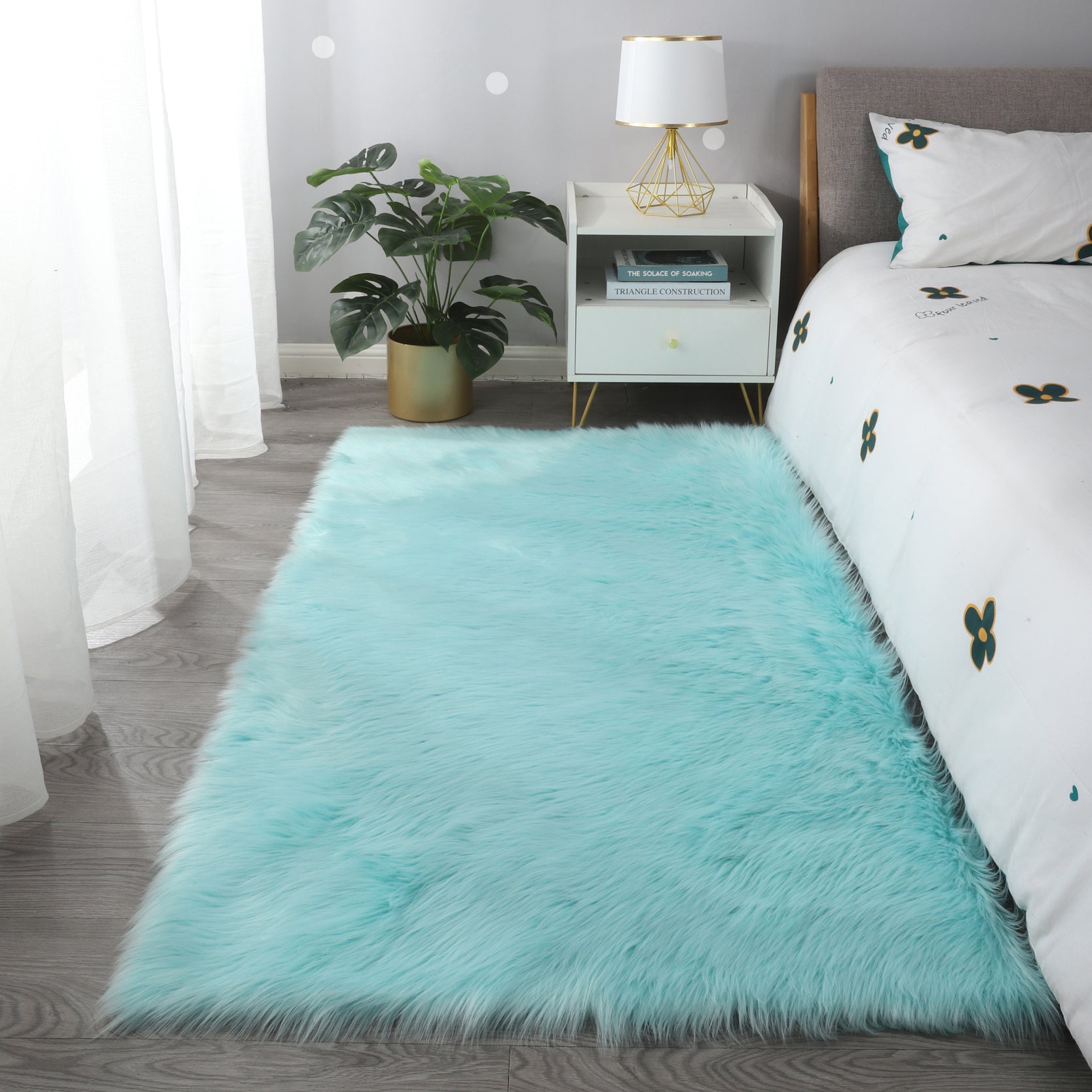 "Cozy Collection" Ultra Soft Fluffy Faux Fur Sheepskin teal-polyester