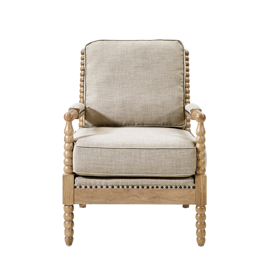 Accent Arm Chair light grey+camel oak-polyester