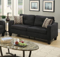 Living Room Furniture 2pc Sofa Set Black Polyfiber black-primary living space-cushion