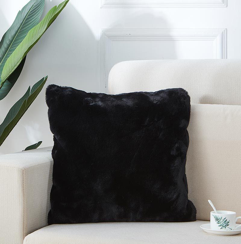 Agnes Luxury Chinchilla Faux Fur Pillow 18 In. x 18 black-polyester