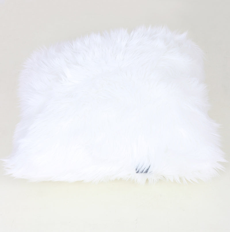 "Luxury Decorative" Faux Fur Pillow in White 18 in x white-acrylic