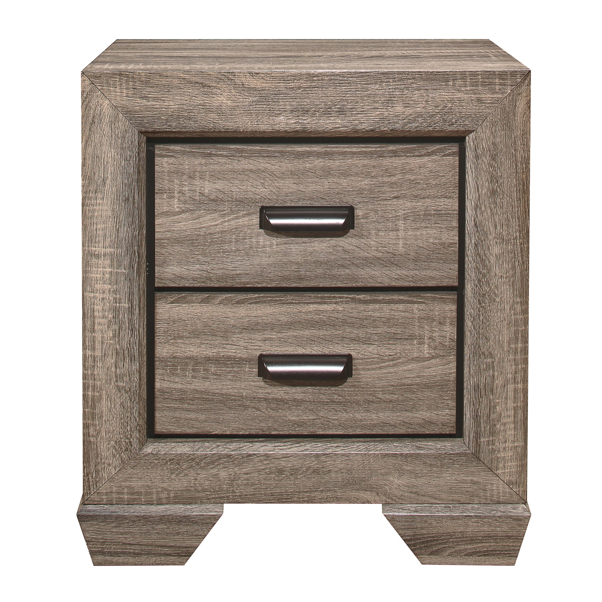 Natural Finish 1pc Nightstand Flat Cup Pulls Two natural-2 drawers-bedroom-wood